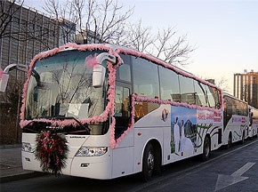 18臺福田歐V大巴慶婚典  京城上演客車奇緣